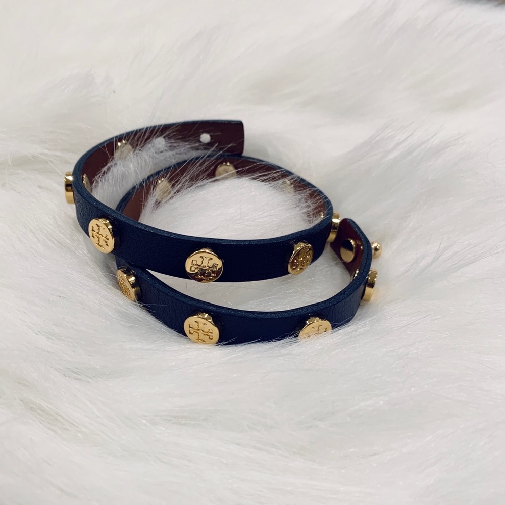 Tory Burch Double Wrap Stud Logo Bracelet